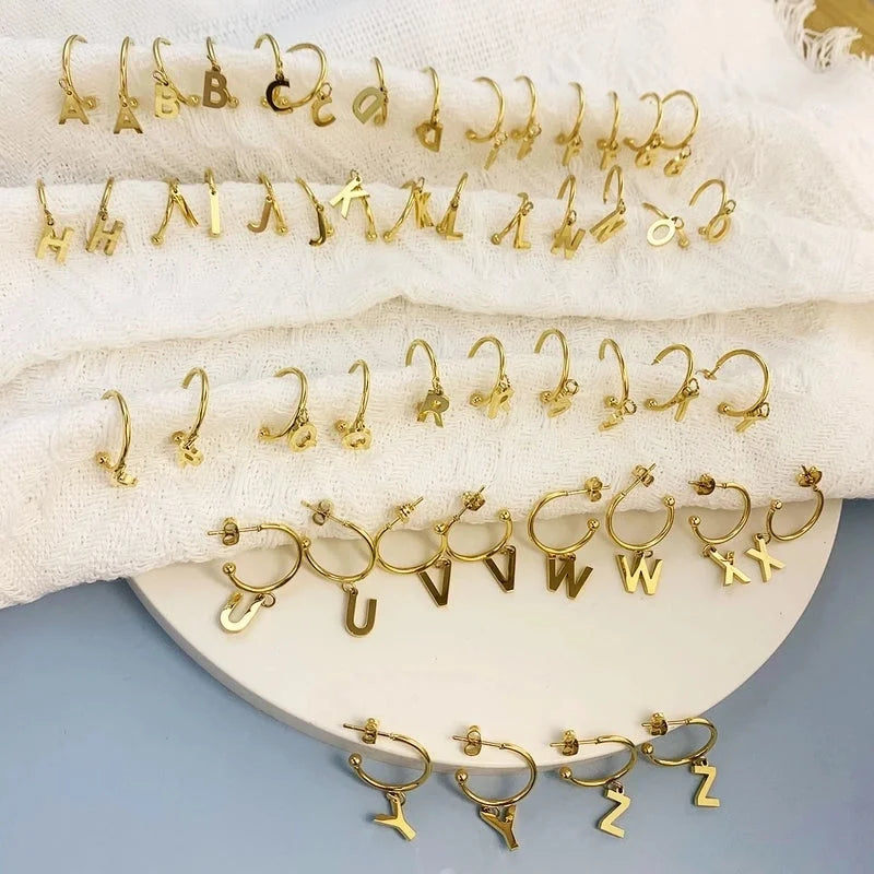 1 Pair Minimalist C Shape Letter Plating 304 Stainless Steel 18K Gold Plated Drop Earrings