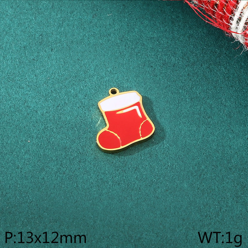 Diy Christmas Elements Oil Drop Stainless Steel Accessories Pendant Christmas Tree Santa Claus Snowman Reindeer