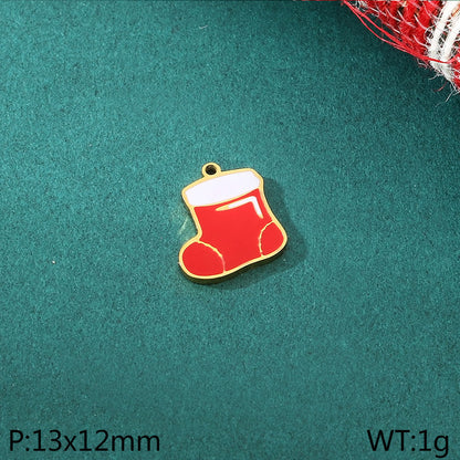 Diy Christmas Elements Oil Drop Stainless Steel Accessories Pendant Christmas Tree Santa Claus Snowman Reindeer