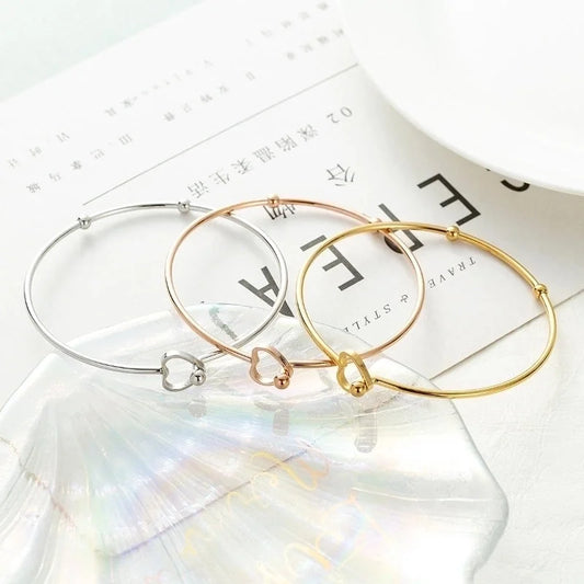 Minimalist Heart Shape Stainless Steel Titanium Steel Bangle In Bulk