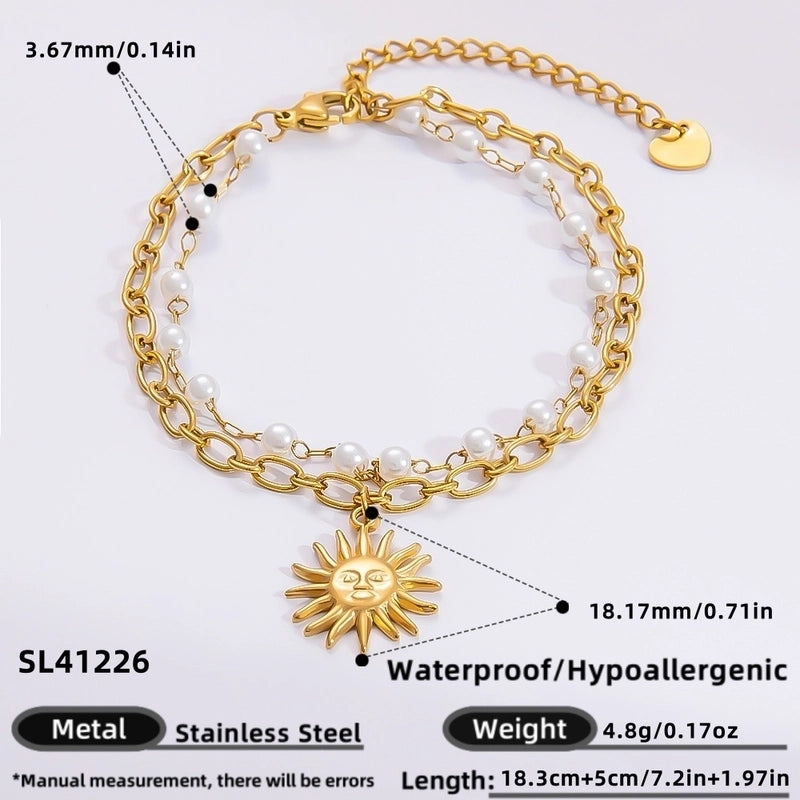 IG Style Sweet Heart Shape 304 Stainless Steel 18K Gold Plated Bracelets In Bulk