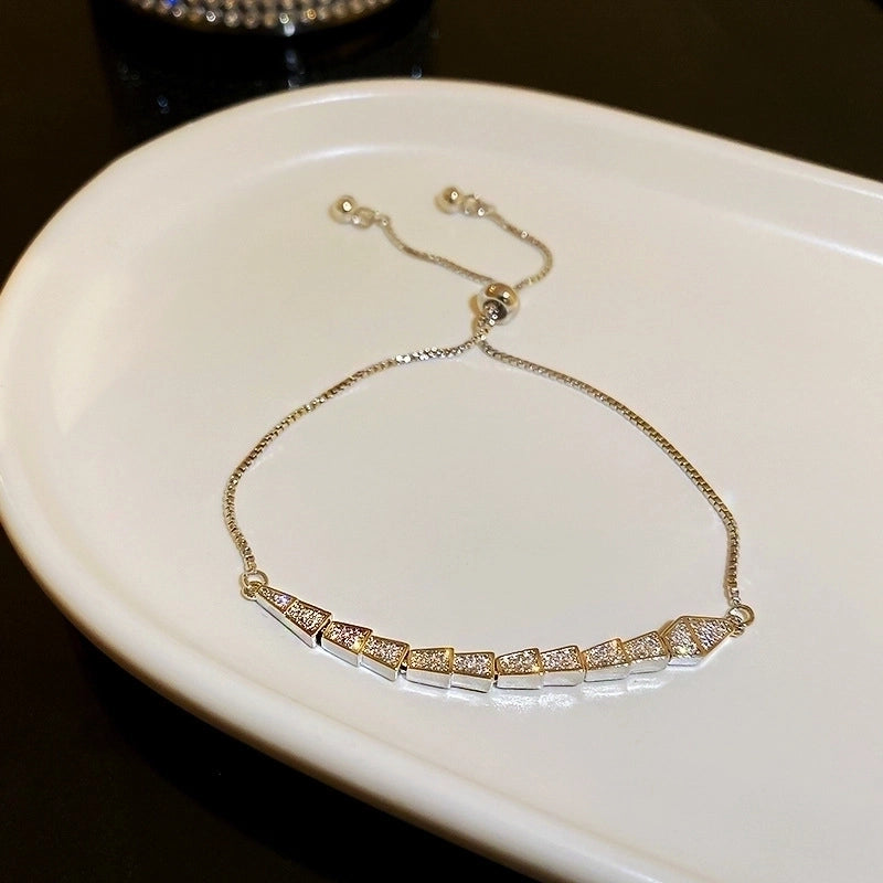 Minimalist Letter Solid Color Copper Zircon Bangle In Bulk