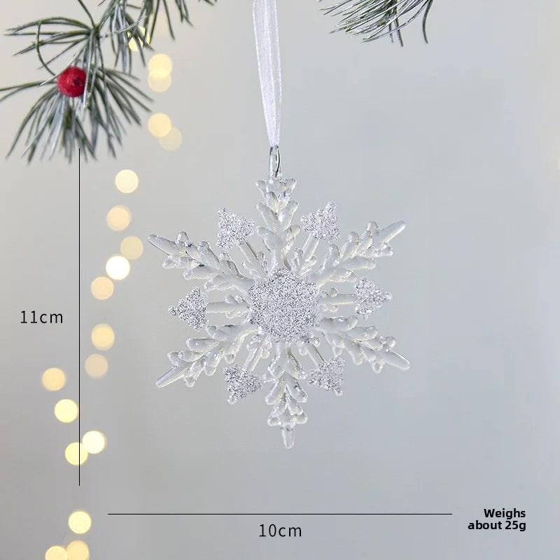 Christmas Decoration Transparent Glitter Acrylic Snowflake Gold Snowflake Christmas Tree Window Decoration Pendant