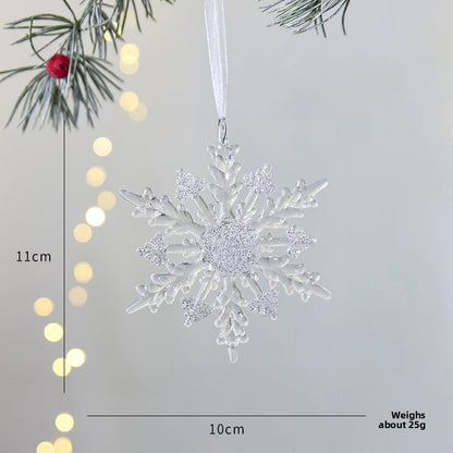Christmas Decoration Transparent Glitter Acrylic Snowflake Gold Snowflake Christmas Tree Window Decoration Pendant