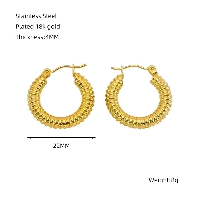 1 Piece Minimalist Classic Style Solid Color Polishing Plating Stainless Steel Titanium Steel Titanium Steel 18K Gold Plated Earrings