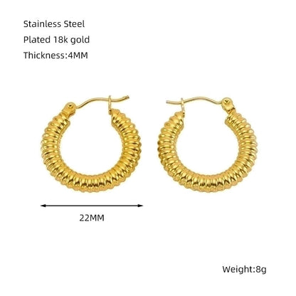 1 Piece Minimalist Classic Style Solid Color Polishing Plating Stainless Steel Titanium Steel Titanium Steel 18K Gold Plated Earrings