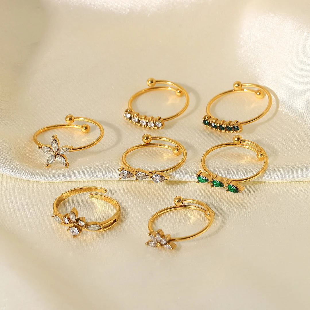 Women IG Style Round Geometric Stainless Steel 18K Gold Plated Rings