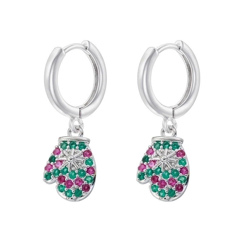 1 Pair Christmas Elegant Romantic Christmas Hat Christmas Tree Santa Claus Inlay Copper Zircon 18K Gold Plated Drop Earrings