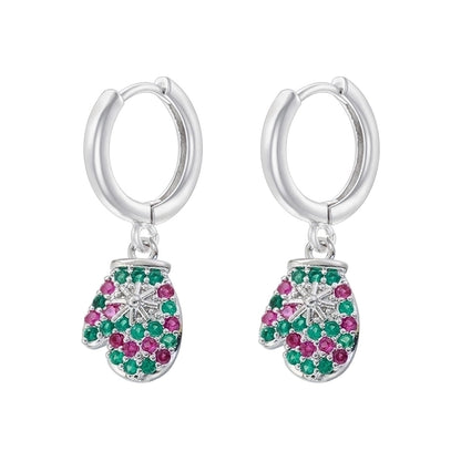 1 Pair Christmas Elegant Romantic Christmas Hat Christmas Tree Santa Claus Inlay Copper Zircon 18K Gold Plated Drop Earrings