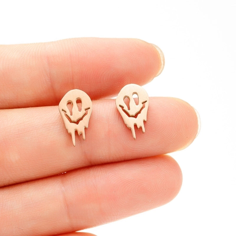 1 Pair Halloween Minimalist Ghost Polishing Plating 304 Stainless Steel 18K Gold Plated Ear Studs