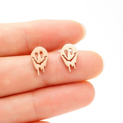 1 Pair Halloween Minimalist Ghost Polishing Plating 304 Stainless Steel 18K Gold Plated Ear Studs