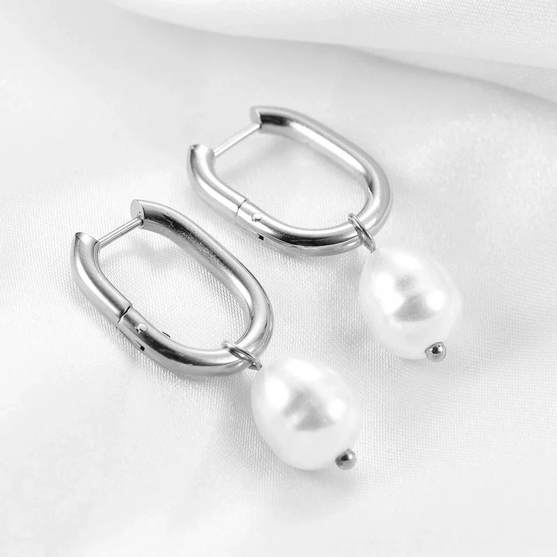 1 Pair Fashion Solid Color Plating Stainless Steel Gold Plated Hoop Earrings