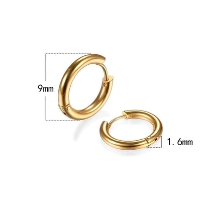 1 Pair Minimalist Round Plating Stainless Steel Titanium Steel 18K Gold Plated Hoop Earrings