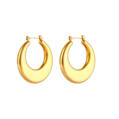 Fashion Round Geometric Stainless Steel 18K Gold Plated Earrings