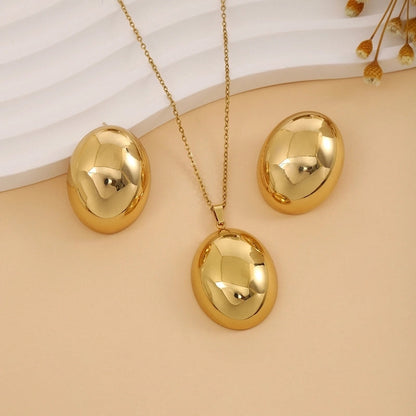 Elegant Retro Geometric Heart Shape Flower Stainless Steel Plating Jewelry Set