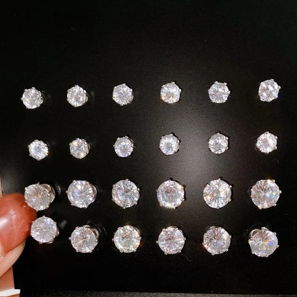 Elegant Six-claw Zircon Stud Earrings Men And Women Micro-inlaid Rhinestone Ear Bone Stud Simple Light Luxury Ear Jewelry