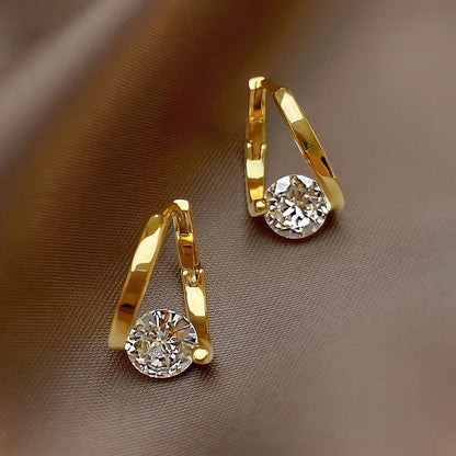 Geometric Micro-inlaid Zircon Earrings Korean Niche Earrings Earrings Women\'s Exquisite Temperament Earrings