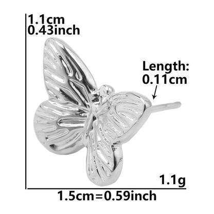 1 Pair Minimalist Flower Butterfly Plating 304 Stainless Steel 18K Gold Plated Ear Studs