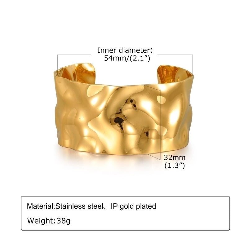 Classic Style Solid Color 304 Stainless Steel 18K Gold Plated Bangle In Bulk