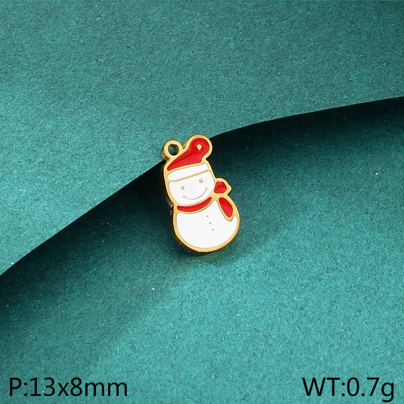 Christmas Elements Series Diy Accessories Stainless Steel Elk Santa Claus Snowflake Gloves Pendant