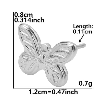 1 Pair Minimalist Flower Butterfly Plating 304 Stainless Steel 18K Gold Plated Ear Studs