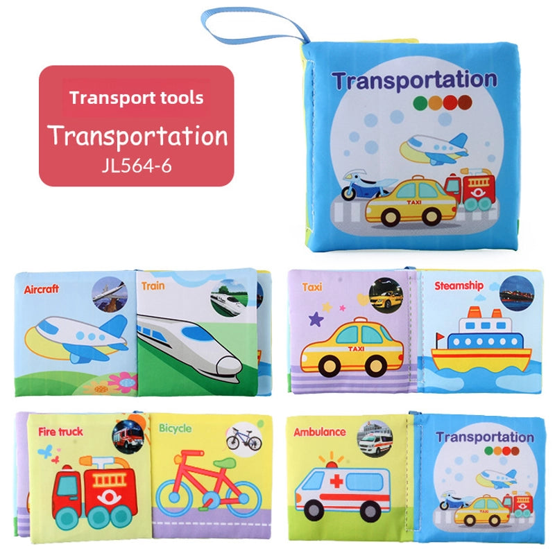 Hot Sale Enlightenment Early Education Baby Cloth Book English Animal Transport Cognitive Book Baby Cloth Book