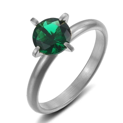 Elegant Solid Color Titanium Steel Inlay Zircon Rings