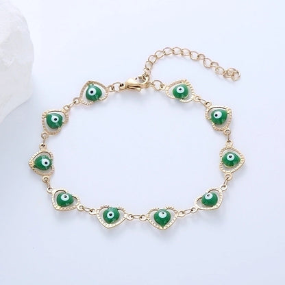 Ethnic Style Devil'S Eye Heart Shape 304 Stainless Steel 18K Gold Plated Bracelets In Bulk