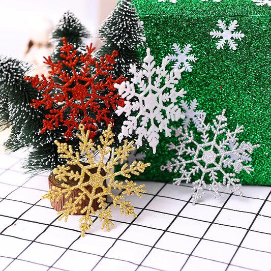 New Christmas Tree Decorations Pendant 12.8cm Glitter Onion Powder Three-dimensional Snowflake Christmas Wedding Venue Layout
