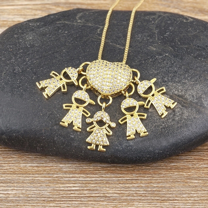 2 Pieces Exaggerated Novelty Modern Style Human Copper Plating Inlay 18K Gold Plated Zircon Pendant Necklace