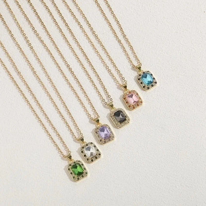 Sweet Streetwear Geometric Stainless Steel Brass 14k Gold Plated Zircon Pendant Necklace In Bulk