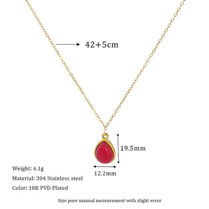 Retro Water Droplets 304 Stainless Steel Plating Pendant Necklace