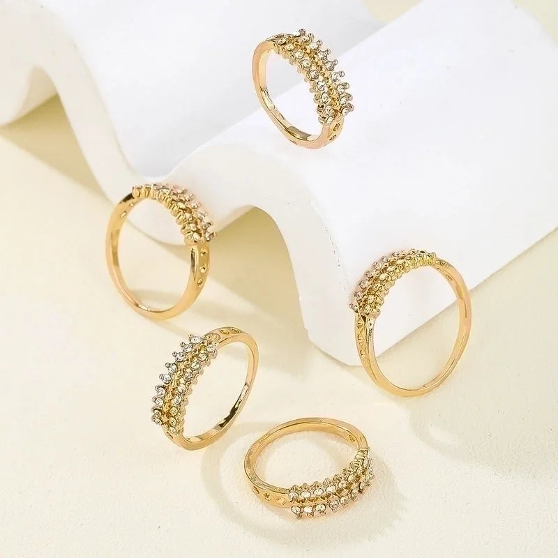 304 Stainless Steel 14K Gold Plated Elegant Inlay Geometric Zircon Rings