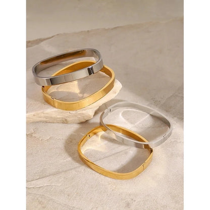 Classic Style Solid Color 304 Stainless Steel Bangle In Bulk Stainless Steel Bracelets