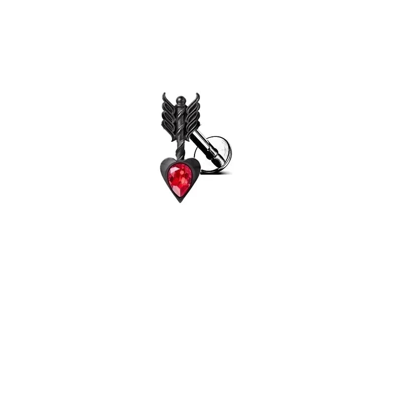 1 Piece Hip-hop Sexy Shiny Animal Heart Shape Plating Inlay Stainless Steel Copper Rhinestones Zircon White Gold Plated Gold Plated Ear Studs Belly Ring