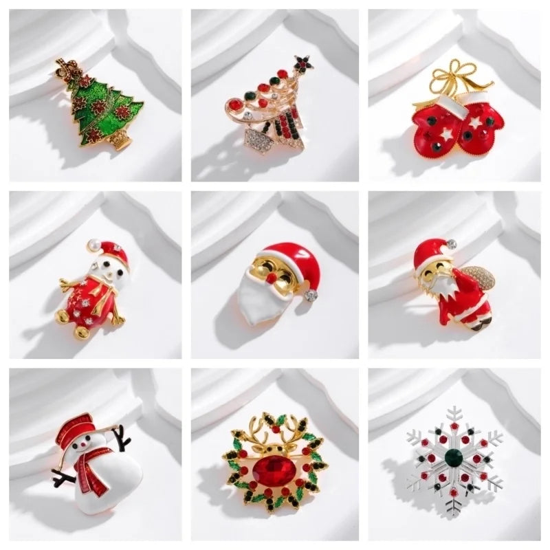 IG Style Cartoon Style Minimalist Tree Snowman Snowflake Alloy Enamel Inlay Rhinestones Unisex Brooches