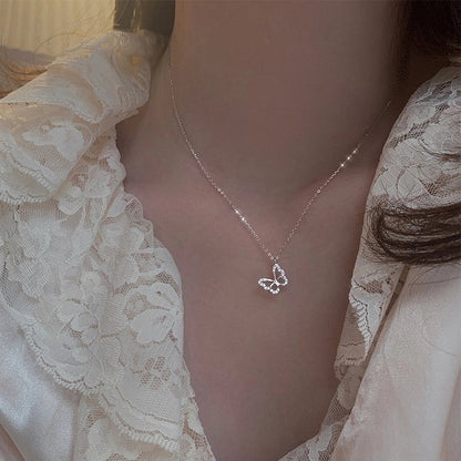 Lady Sweet Heart Shape Flower Fish Tail Imitation Pearl Alloy Inlay Rhinestones Women\'s Necklace
