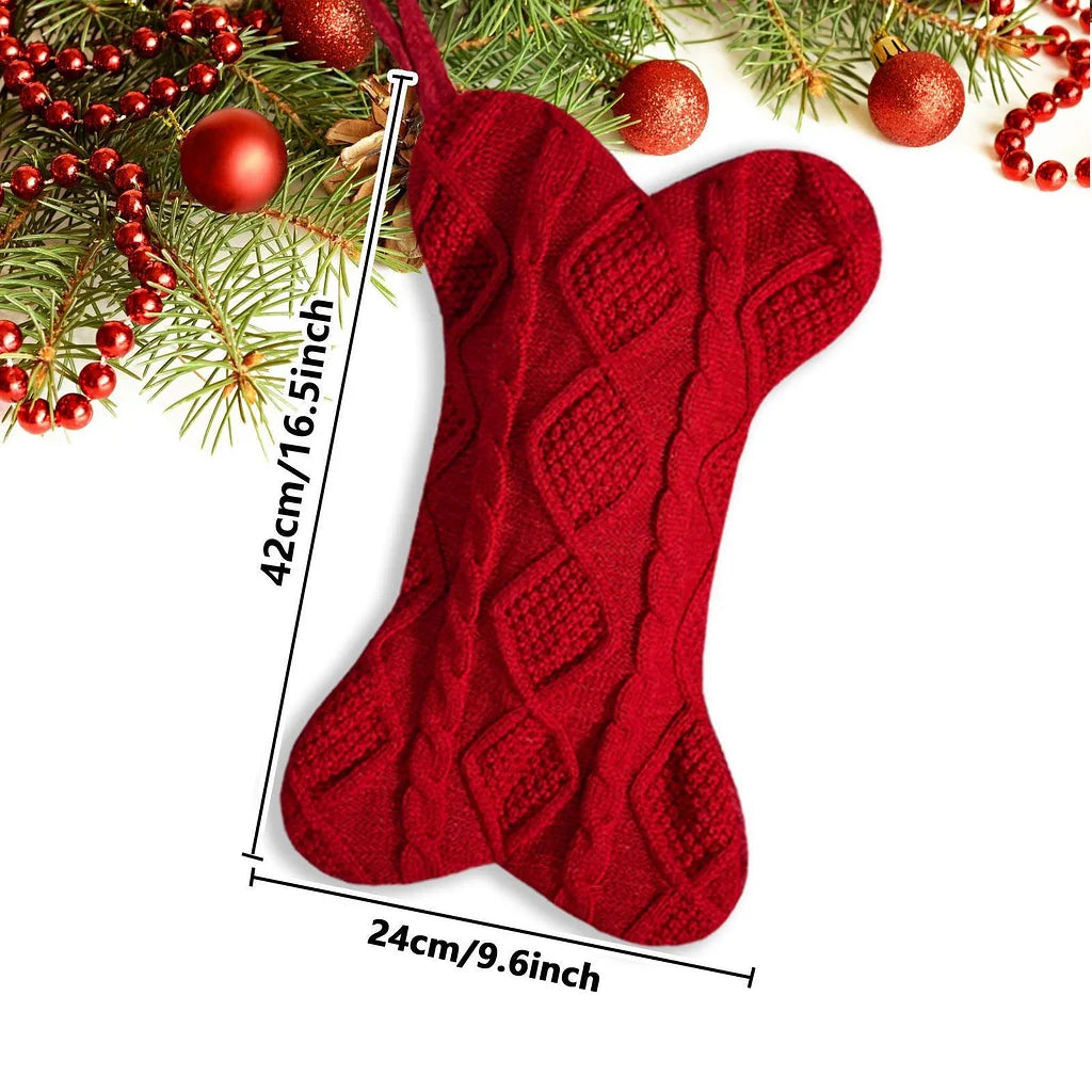 Christmas Cute Bone Christmas Stocking Pendant Christmas Yarn Knitted Socks Gift Set