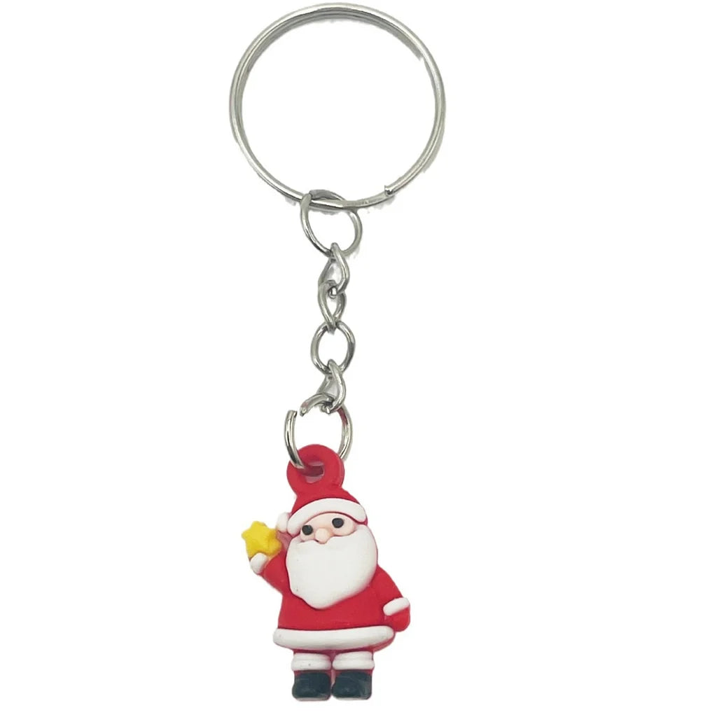 Cute Santa Claus Snowman PVC Christmas Unisex Bag Pendant Keychain