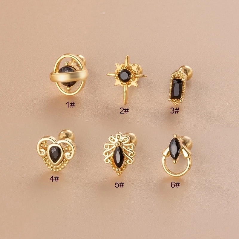 1 Piece Ear Cartilage Rings & Studs Fashion Solid Color 316L Stainless Steel Copper Plating Inlay Zircon