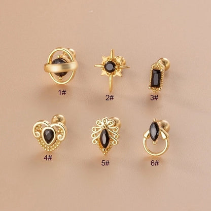 1 Piece Ear Cartilage Rings & Studs Fashion Solid Color 316L Stainless Steel Copper Plating Inlay Zircon