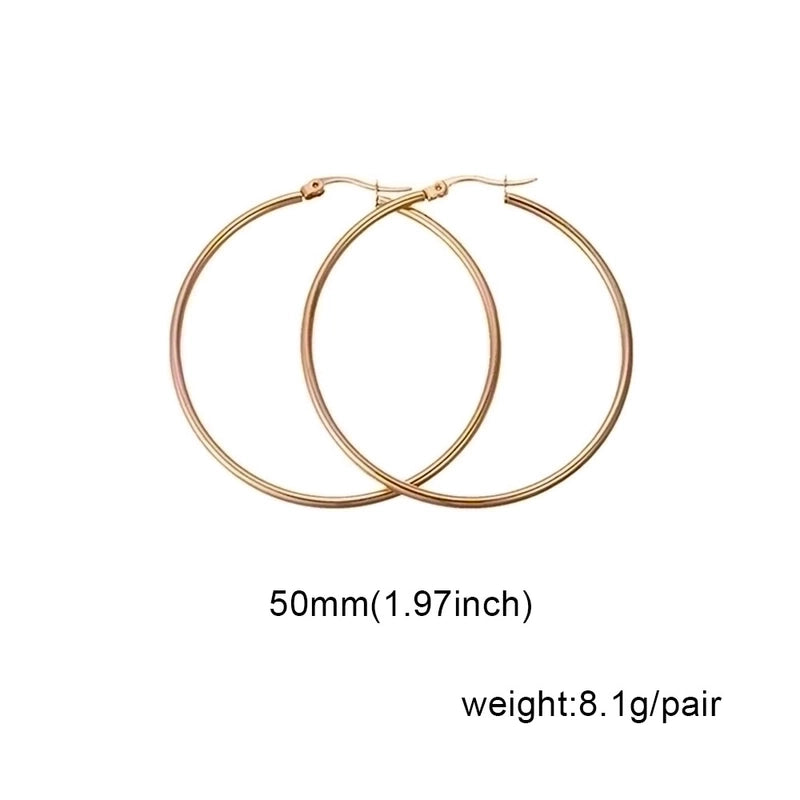 1 Pair Fashion Solid Color Stainless Steel Hoop Earrings