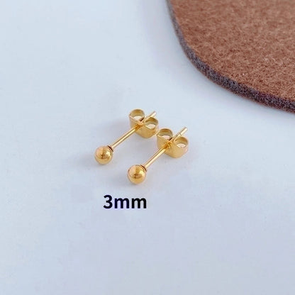 1 Pair Minimalist Ball Titanium Steel Titanium Steel 18K Gold Plated Ear Studs
