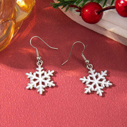 Christmas Earrings Red Bell Studs Candy Color Snowflake Studs Alloy Christmas Ear Accessories