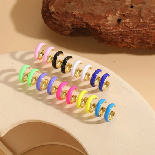 1 Pair Elegant Minimalist Solid Color Epoxy Plating Brass 14k Gold Plated Ear Cuffs