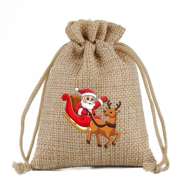 Christmas Nordic Style Cute Modern Style Christmas Tree Snowman Snowflake Imitated Hemp Party Festival Candy Bag