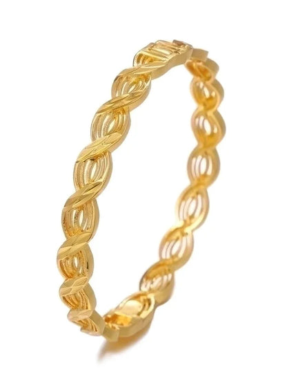 Minimalist Classic Style Solid Color Copper 18k Gold Plated Bangle In Bulk