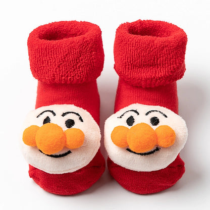New Newborn Baby Socks Autumn And Winter A Cotton Red Terry Fleece-lined Thickened Non-slip Baby Christmas Floor Socks 1