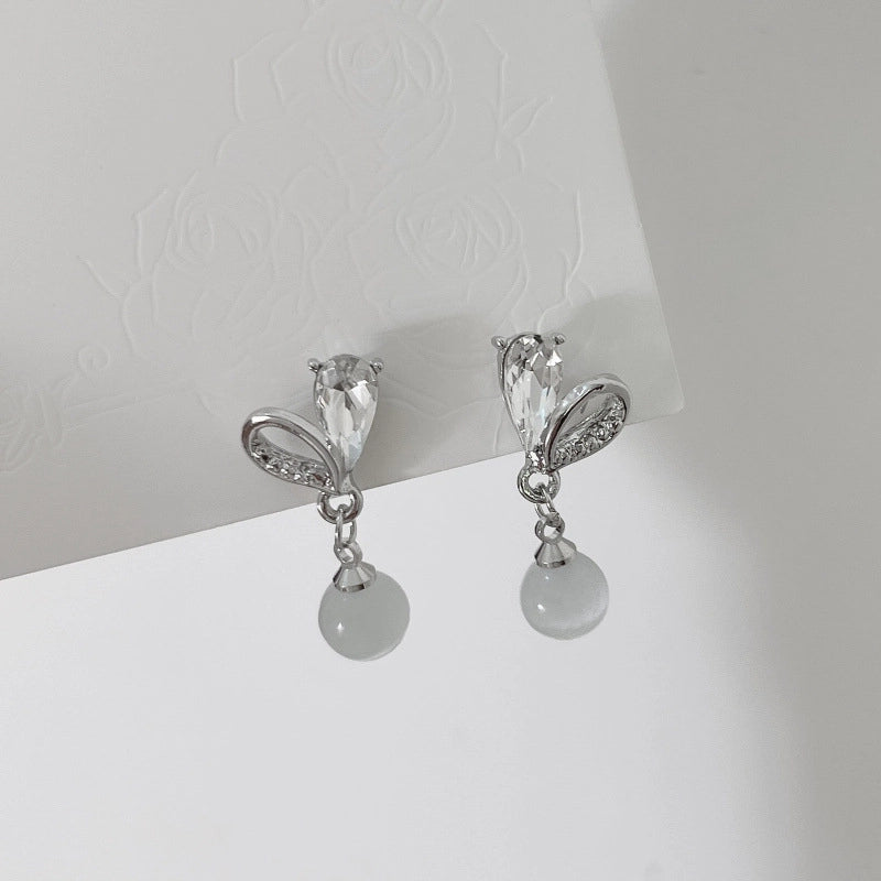 1 Pair Fashion Leaf Flower Bow Knot Imitation Pearl Alloy Rhinestones Earrings