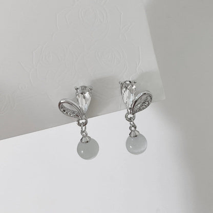 1 Pair Fashion Leaf Flower Bow Knot Imitation Pearl Alloy Rhinestones Earrings